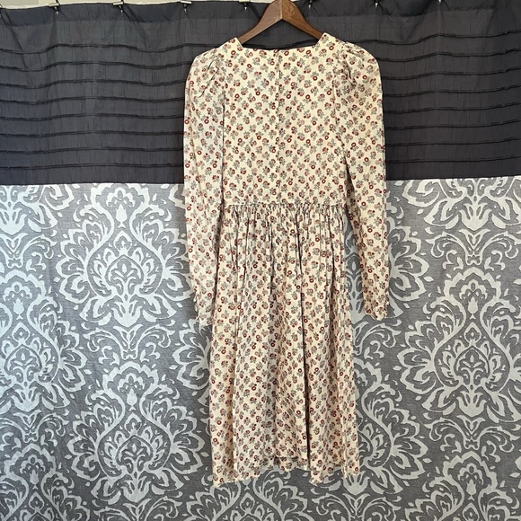Vintage Liberty Of London Pattern Red Ecru Floral  Dress Drop Waist Size 6/8 - Picture 2 of 9